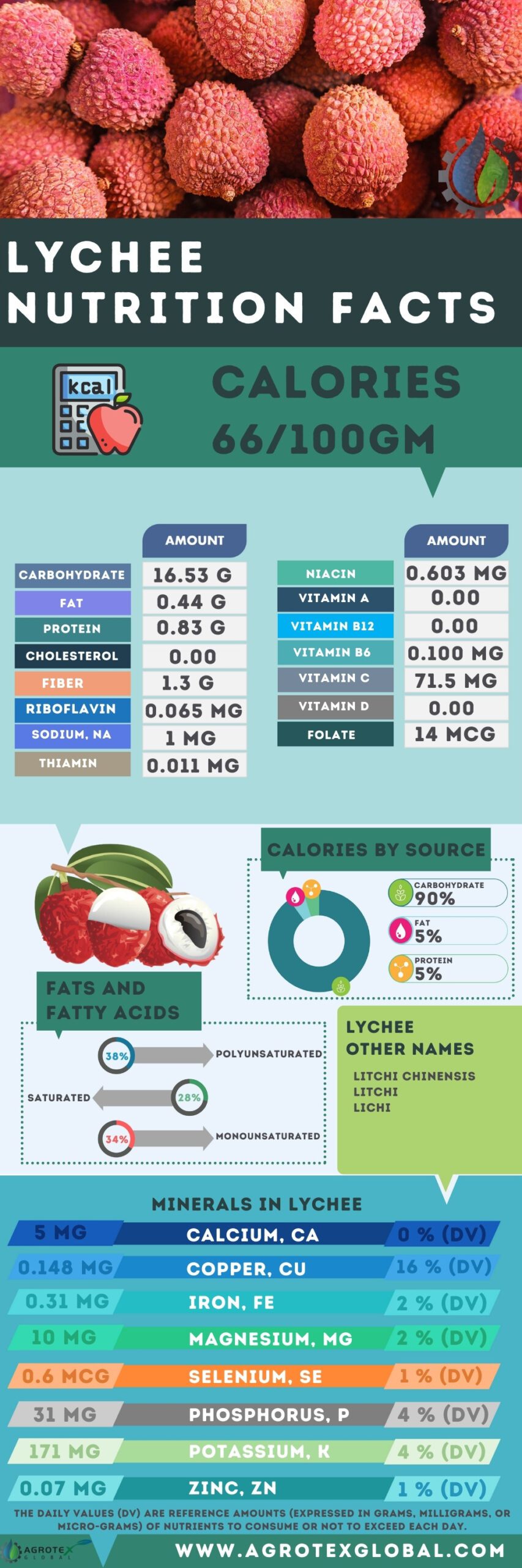 Lychee NUTRITION FACTS infographic chart