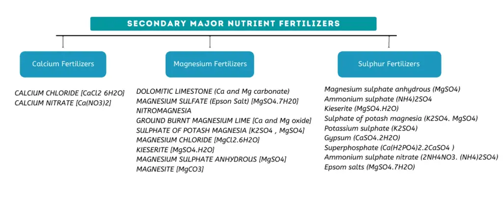 Secondary major nutrient fertilizers