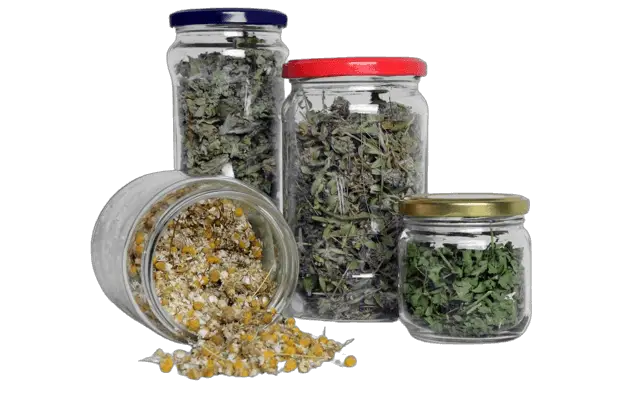 Dried Herbs stored in container